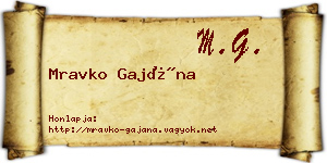 Mravko Gajána névjegykártya